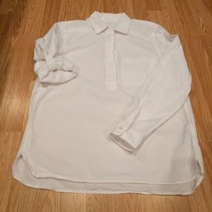 [Size M] GAP White Half Button Down Shirt